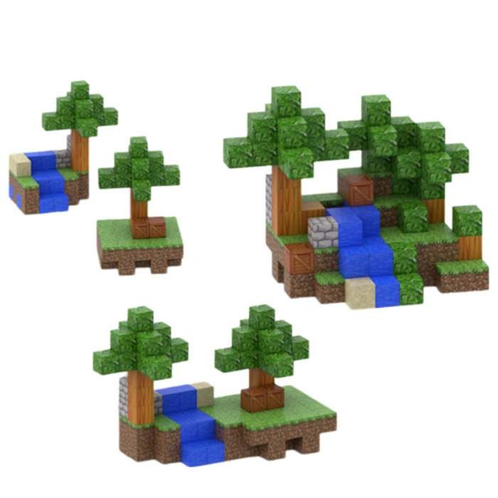 Dziecięcy magnetyczny zestaw konstrukcyjny Minecraft „Las z Rzeką” 100 elementów