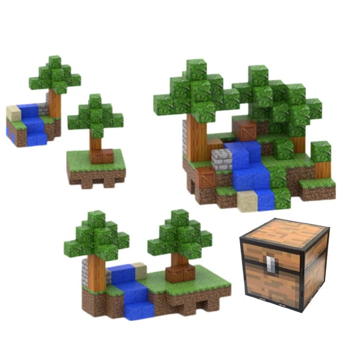 Dziecięcy magnetyczny zestaw konstrukcyjny Minecraft „Las z Rzeką” 100 elementów