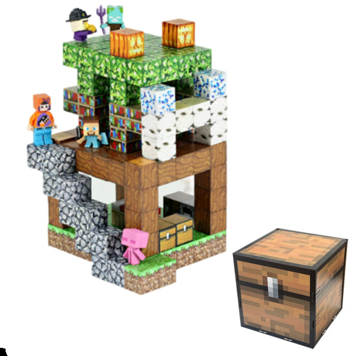 Dziecięcy magnetyczny zestaw konstrukcyjny Minecraft „Dwupiętrowy Dom z Biblioteką” 140 elementów