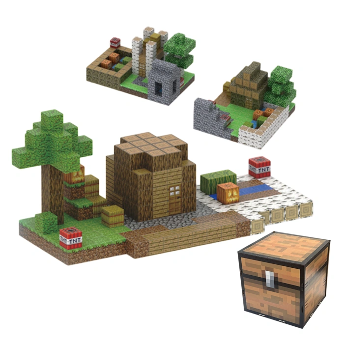 Dziecięcy magnetyczny zestaw konstrukcyjny Minecraft „Dom Steve’a z Ogrodem” 192 elementy