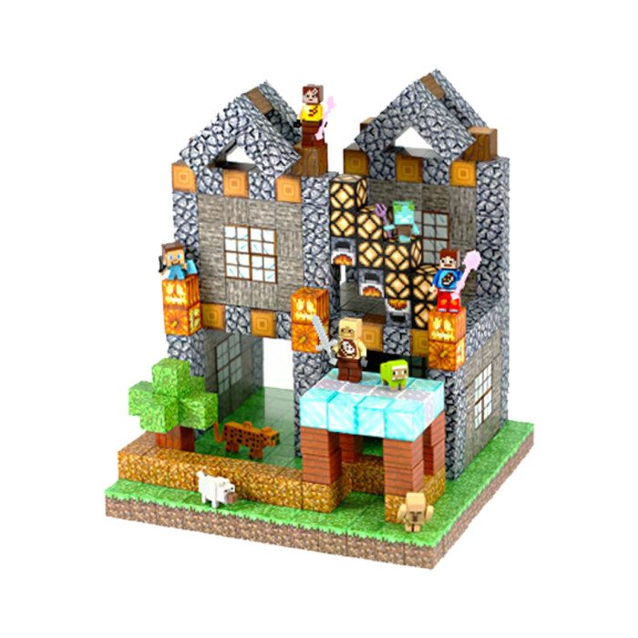 Dziecięcy magnetyczny zestaw konstrukcyjny Minecraft „Dwupiętrowy Dom” 414 elementów