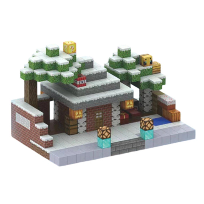 Dziecięcy magnetyczny zestaw konstrukcyjny Minecraft „Zimowa Chatka Steve’a” 448 elementów