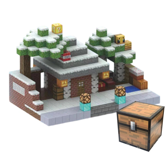 Dziecięcy magnetyczny zestaw konstrukcyjny Minecraft „Zimowa Chatka Steve’a” 448 elementów