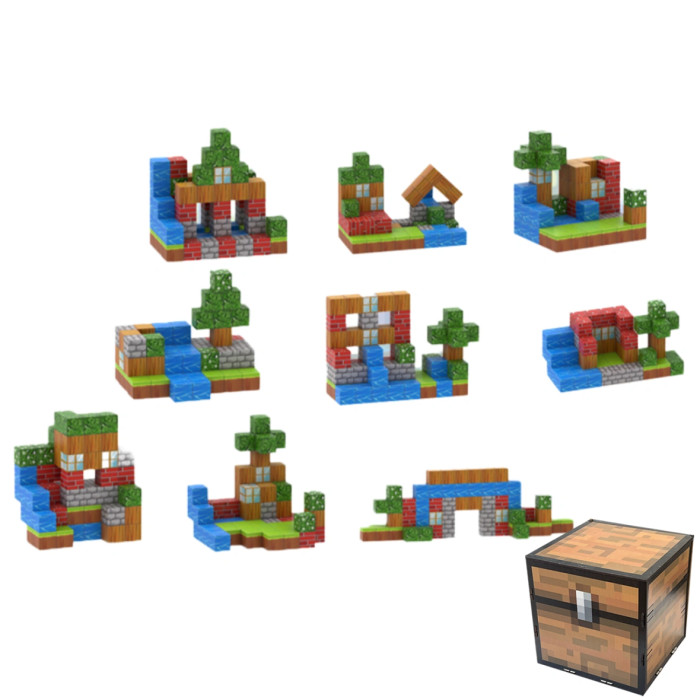 Dziecięcy magnetyczny zestaw konstrukcyjny Minecraft „Przytulna Chatka” – 72 elementy