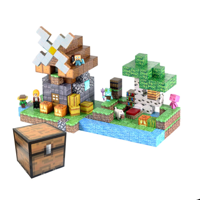 Dziecięcy magnetyczny zestaw konstrukcyjny Minecraft „Młyn nad Rzeką” 267 elementów