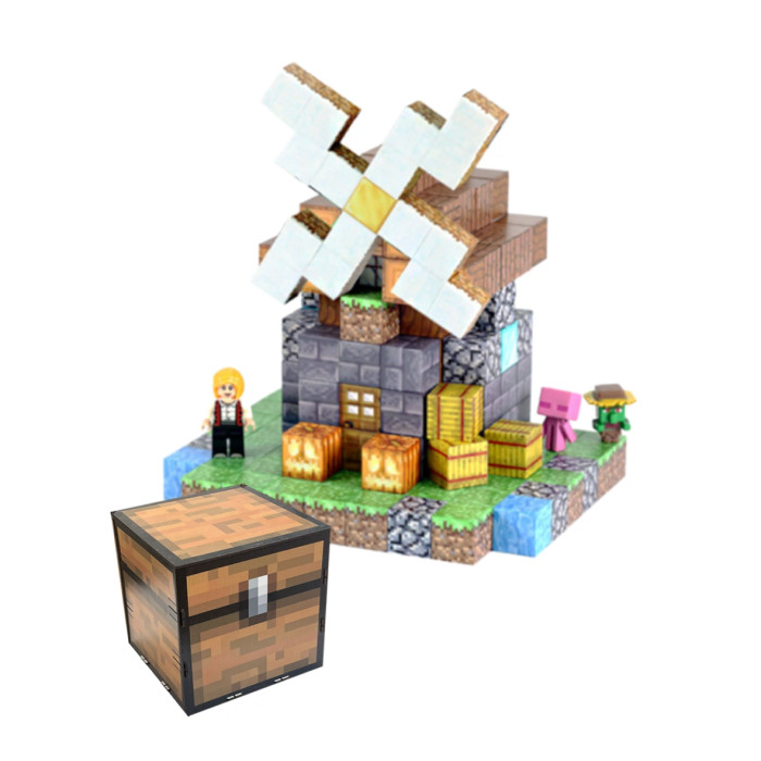 Dziecięcy magnetyczny zestaw konstrukcyjny Minecraft „Młyn” 175 elementów